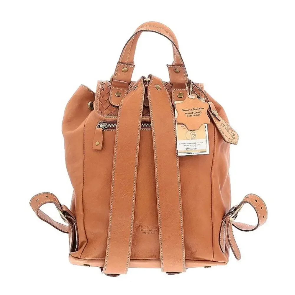 NWT Anonimo Fiorentino Vera Pelle Genuine Natural Leather drawstring Backpack